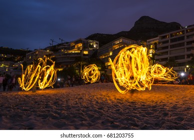 CLIFTON BEACH - CAPE TOWN, SOUTH AFRICA - DECEMBER 2015 - Cape Town Clifton Beach Fire Dancer Festival