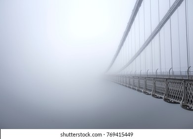 Clifton Suspension Bridge in the think fog - Road to Nowhere.