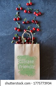 Climate Friendly Paper Bag - Organic Packaging Full With Fresh Cherries