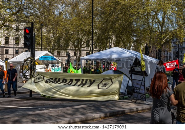 Climate Protest in Parliament Square in\
London,UK-May 2019