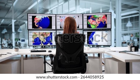 Climate Scientist Using Weather Map Studying Forecast Change Amid Warming Research.
