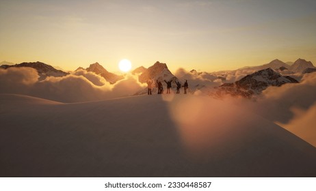 Climb snowy mountains to the top of sunrise and sunset - Powered by Shutterstock