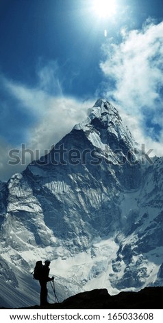 Similar – Foto Bild Bietschhorn mountain peak, view from Loetschenpass