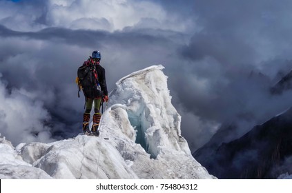 Climber In Himalayas Mountains, Nepal, Everest Region