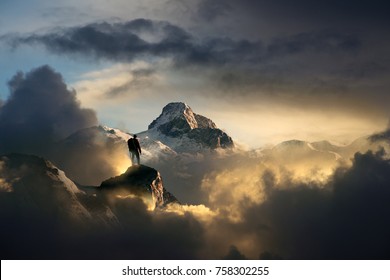 climber in the mountains - Shutterstock ID 758302255