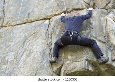 Climber Moves Laterally Rock Fault Stock Photo 1180308 | Shutterstock