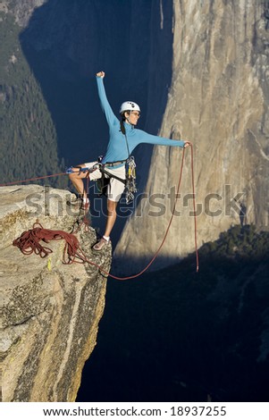 Similar – Rock climbing team bivouaced in a storm.