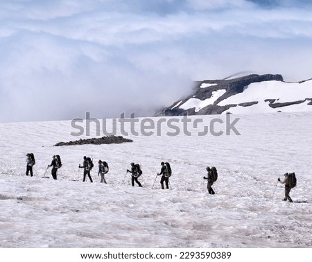 Climbers Descend Mount Rainier from Camp Muir