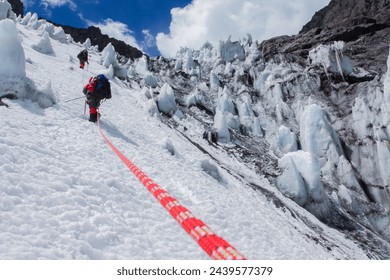 Climbers walking on a glacier in Chilean Andes - Powered by Shutterstock