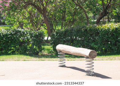 Climbing equipment on the playground. Log for climbing on the playground. - Powered by Shutterstock