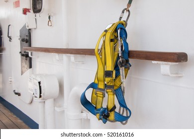 Climbing Harness Rigged On A Carabiner In Trade Ship