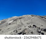 Climbing Mount St Helens with a view of Mount Adams 