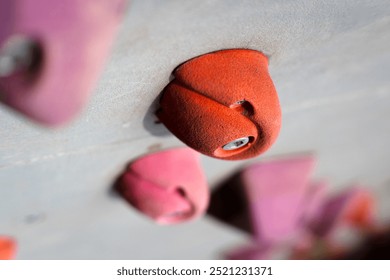 Climbing on the training wall, handles.
