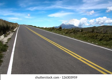 Climbing Road To The Sky. Pan American Highway In Ecuador