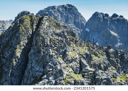 Climbing the top of Granat Poreddc in the Tatra Mountains Imagine de stoc © 