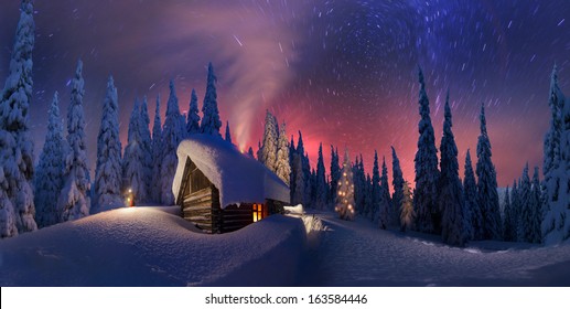 Cabin Snow Night Images Stock Photos Vectors Shutterstock