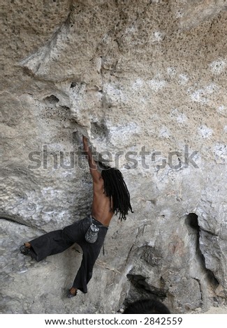 climing on limestone