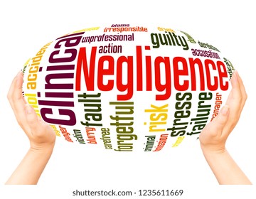 Clinical Negligence Word Cloud Hand Sphere Concept On White Background.