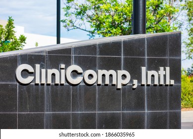 CliniComp Sign, Logo At Headquarters. CliniComp, Intl. Is A Global Provider Of EHR Hardware, Web-based Integrated Software And Support Solutions - San Diego, California, USA - 2020