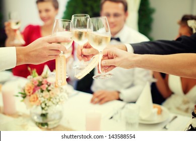 The Clink Of Glasses. Wedding Reception