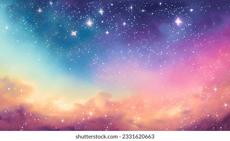Clip art of mysterious night sky, colorful gradation night sky - Shutterstock ID 2331620663