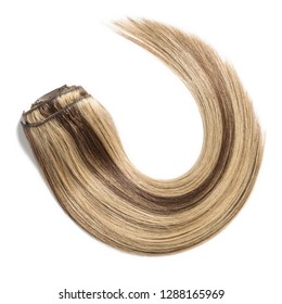 Clip In Remy Straight Brown Mixed With  Blonde Highlights Human Hair Extensions