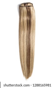 Clip In Remy Straight Brown Mixed With  Blonde Highlights Human Hair Extensions