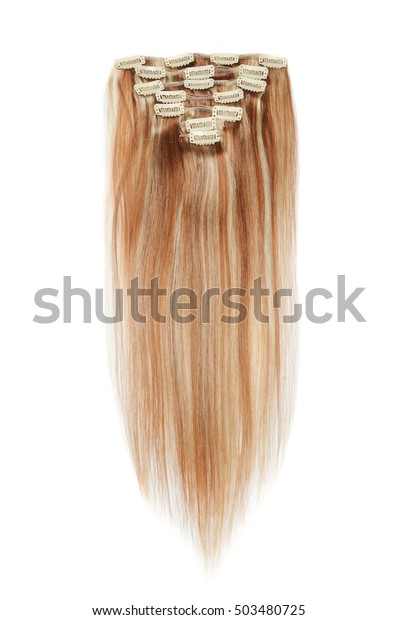 Clip Straight Dark Brown Mix Blonde Stock Photo Edit Now