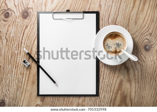 Clipboard Blank Letterhead Coffee Cup Pencil Stock Photo (Edit Now ...