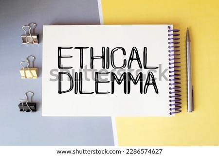 clipboard with white blank paper text ethical dilemma , calculator and chart, business concept