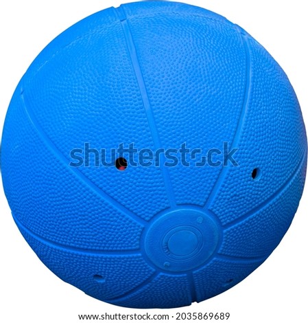 Clipping isolated image of a rubber jingling ball with soundholes used by disabled and blind athletes in goalball sport.