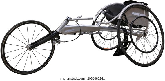 Clipping isolated photography on white background depicting a racer used for wheelchair racing sport by disabled para-athletics athletes during Summer Paralympic Games or athletics world championships - Powered by Shutterstock