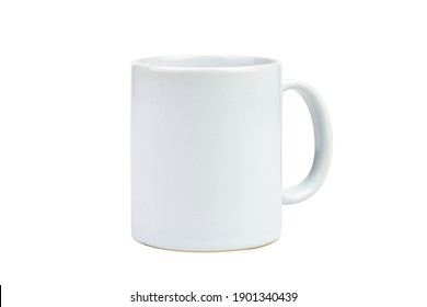 Clipping path. Close up of white mug mockup isolated on white background view. Blank Mug. Blank product. Coffee cup mockup. Mug ceramic blank. - Shutterstock ID 1901340439
