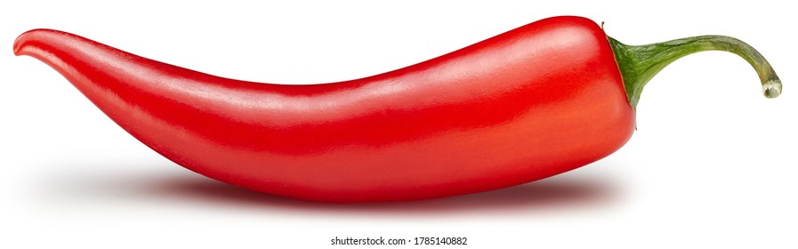 Clipping path isolated hot chili peppers. Peppers chili full macro shoot food ingredient on white isolated. Pile of peppers chil
