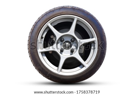Clipping path. Wheel Super car isolated on White background view. Wheel Magneto.