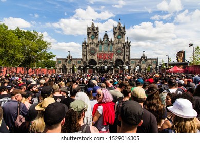 CLISSON, FRANCE - JUNE 20, 2019: The Gothic Entrance Of Hellfest 2019