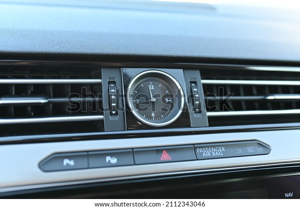 the\
clock control unit in the car interior of the\
car