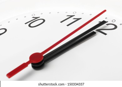 Clock countdown to midnight on white background