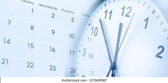Clock face and calendar composite - Shutterstock ID 1573609087
