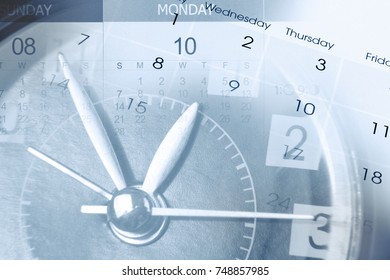 Clock face and calendar composite