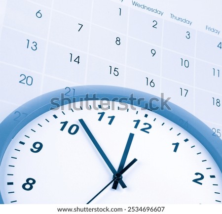 Clock face and calendar composite. Time management