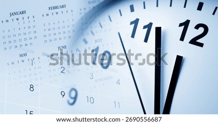Clock face and calendars composite. Time management