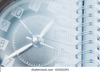 Clock face and diary calendar