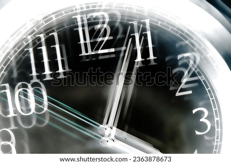 A clock face negative abstract design double exposure