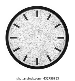 Clock Face Without Hands. The Object Is Without Hands Isolated On White. This Wall Clock Has A Lot Of Arrows Decoration End No Numbers
