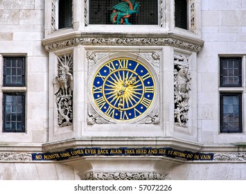 Clock With Golden Sun At Liberty In London