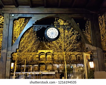 The clock is hanging up