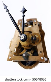 Image Clock Mechanism Inside Over White Stock Photo 108224228 