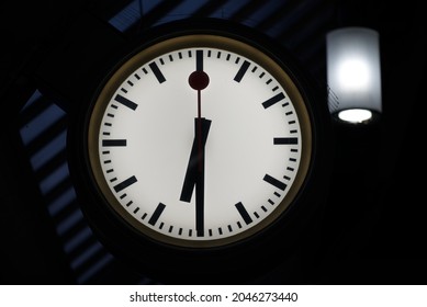 Clock At Zürich Main Station Early In The Morning. Photo Taken September 4th, 2021, Zürich, Switzerland.