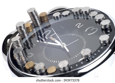 Clock and money. Time is money concept. 